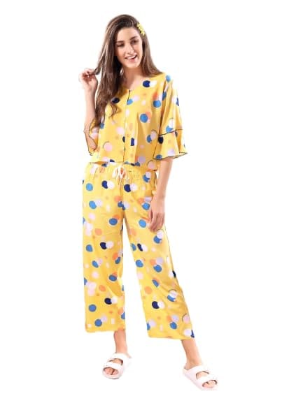 VALENCIA SLEEPWEAR Premium Lissybissy Co-Ord Set for Women Free Size