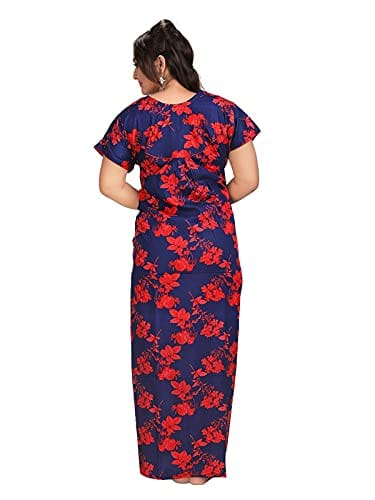 VALENCIA SLEEPWEAR Women's Pure Cotton Printed Maxi Nighty with Pocket  Nightdress Night Suit Gown for Women