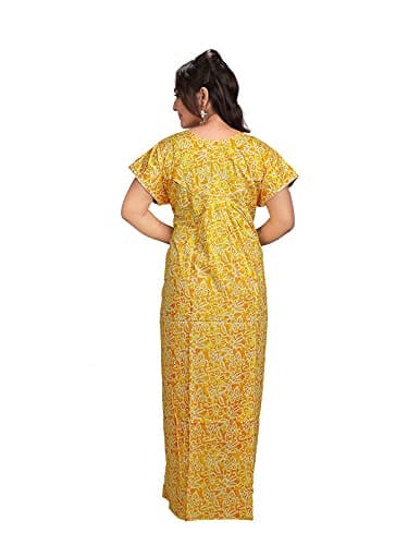 VALENCIA SLEEPWEAR Women's Pure Cotton Printed Maxi Nighty with Pocket  Nightdress Night Suit Gown for Women