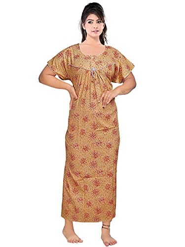 VALENCIA SLEEPWEAR Women's Pure Cotton Printed Maxi Nighty with Pocket  Nightdress Night Suit Gown for Women