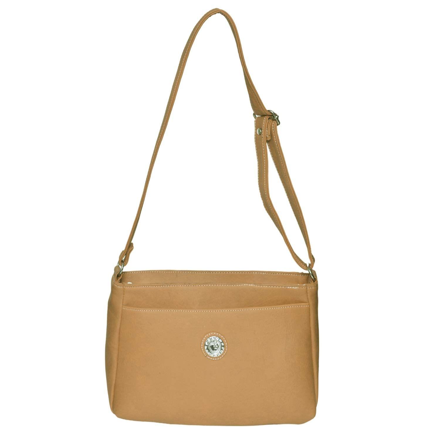 Right Choice Women's PU Leather Side Sling Bag (Tan)