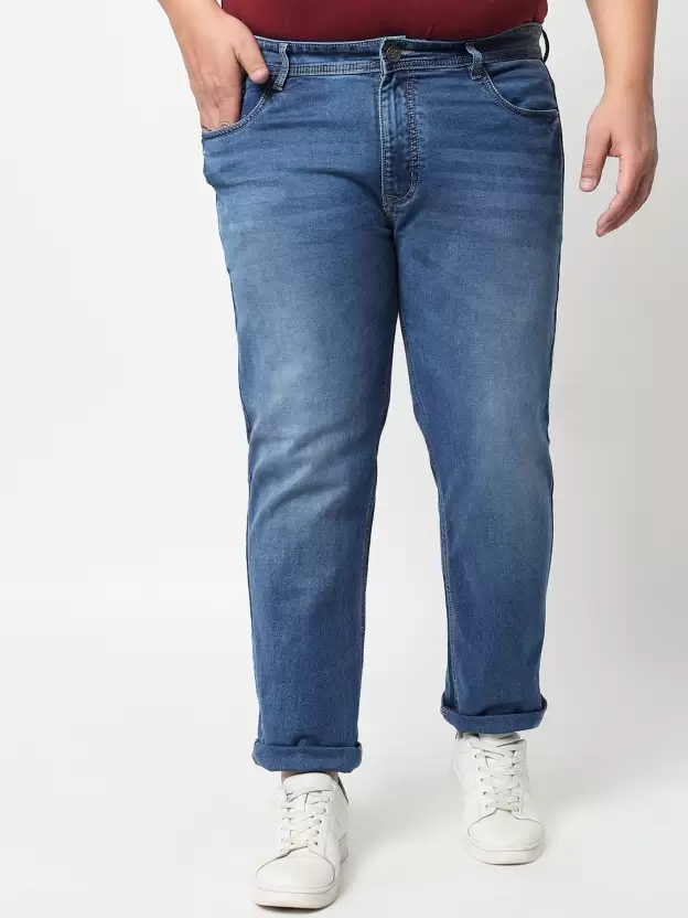 Men Slim Mid Rise Blue Jeans