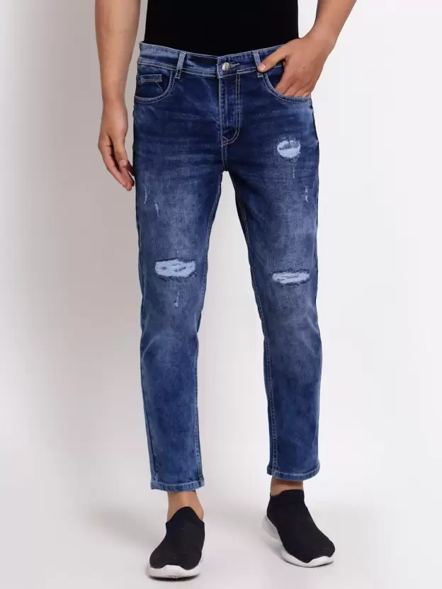 Men Slim Mid Rise Blue Jeans