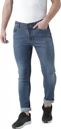 Men Slim Mid Rise Blue Jeans