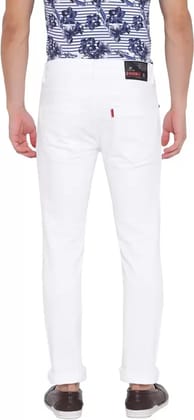 Men Slim Mid Rise White Jeans
