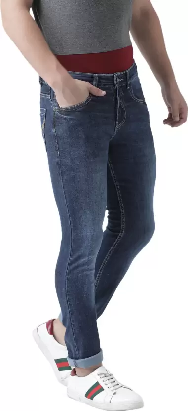 Men Slim Mid Rise Blue Jeans