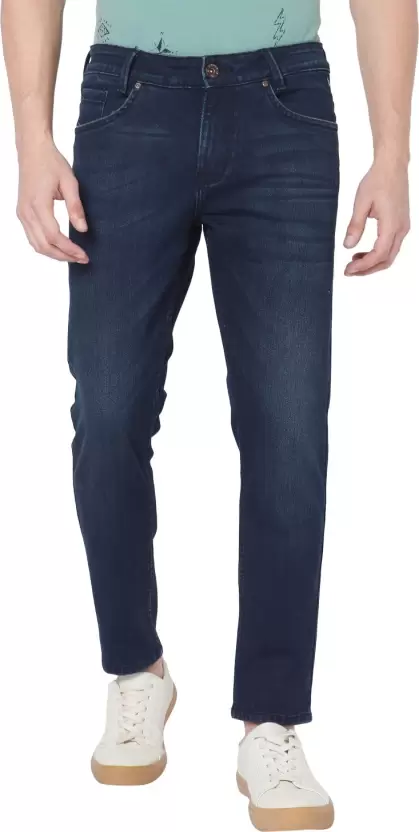 Men Slim Mid Rise Blue Jeans