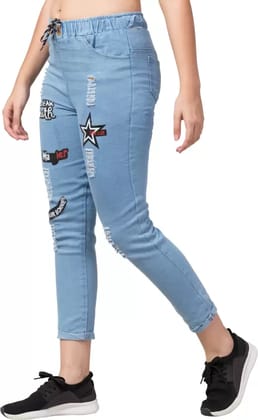 Women Jogger Fit Low Rise Light Blue Jeans