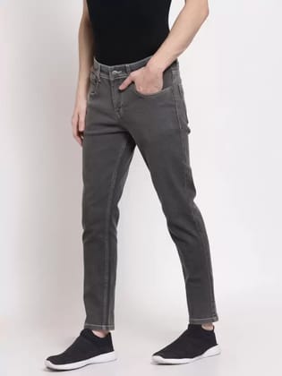 Men Slim Mid Rise Dark Grey Jeans