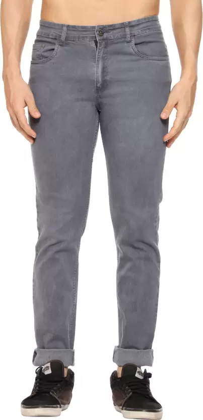 Men Regular Mid Rise Grey Jeans