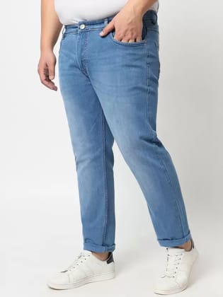 Men Slim Mid Rise Light Blue Jeans