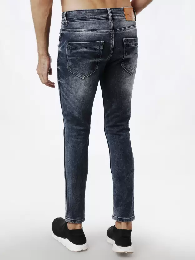 Men Slim Mid Rise Blue Jeans