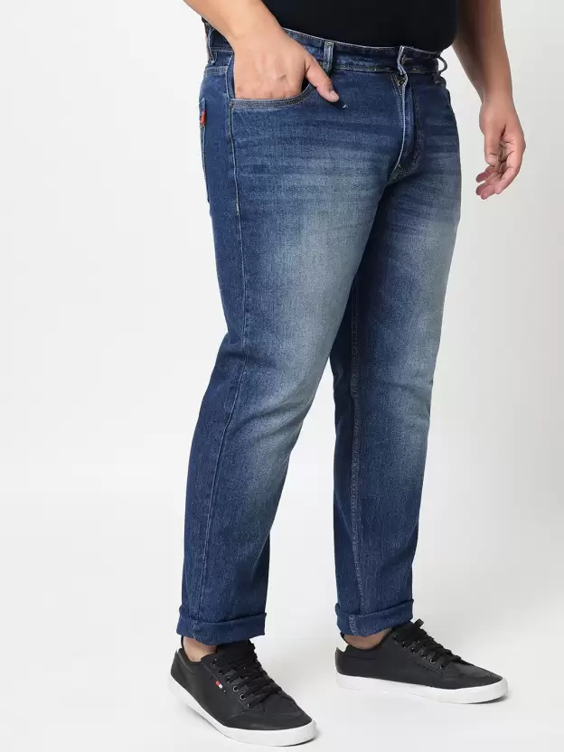 Men Slim Mid Rise Blue Jeans