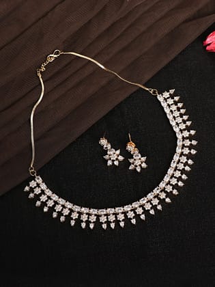 Cardinal American Diamond Rose Gold Polish Necklace Set