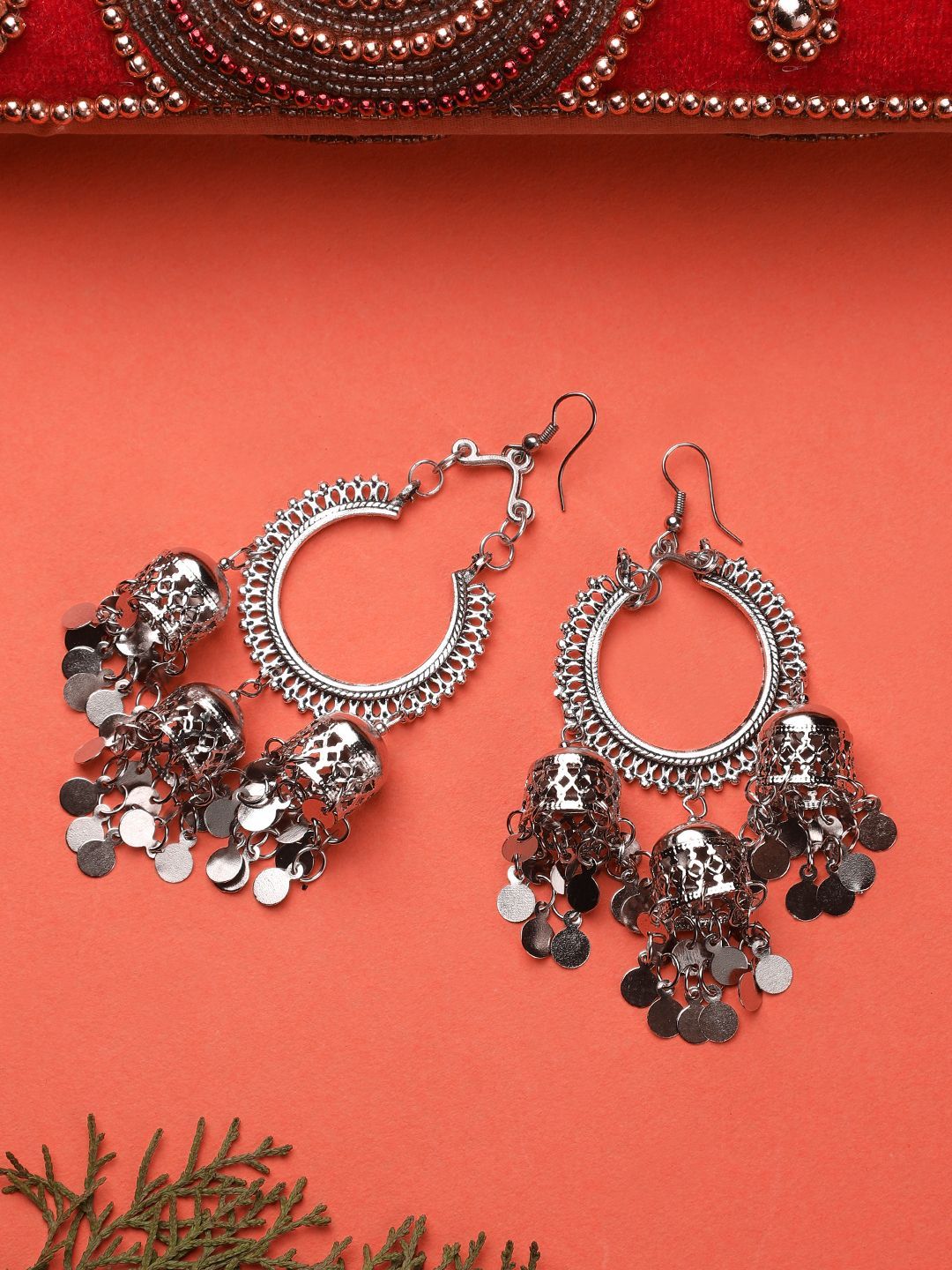 Cardinal Oxidized Silver Color Earrings Set