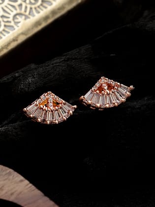 Cardinal Rose Gold plated Brass White Stone Earrings Set