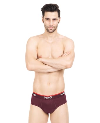 NRG Mens Cotton Assorted Colour Briefs  ( Pack of 1 Maroon ) G02