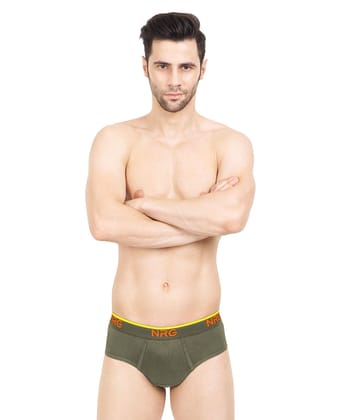 NRG Mens Cotton Assorted Colour Briefs  ( Pack of 1 Dark Green  ) G02