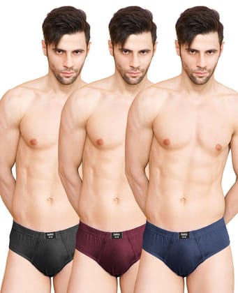 NRG Mens Cotton Assorted Colour Briefs  ( Pack of 3 Coffee Brown - Maroon - Navy Blue ) G01