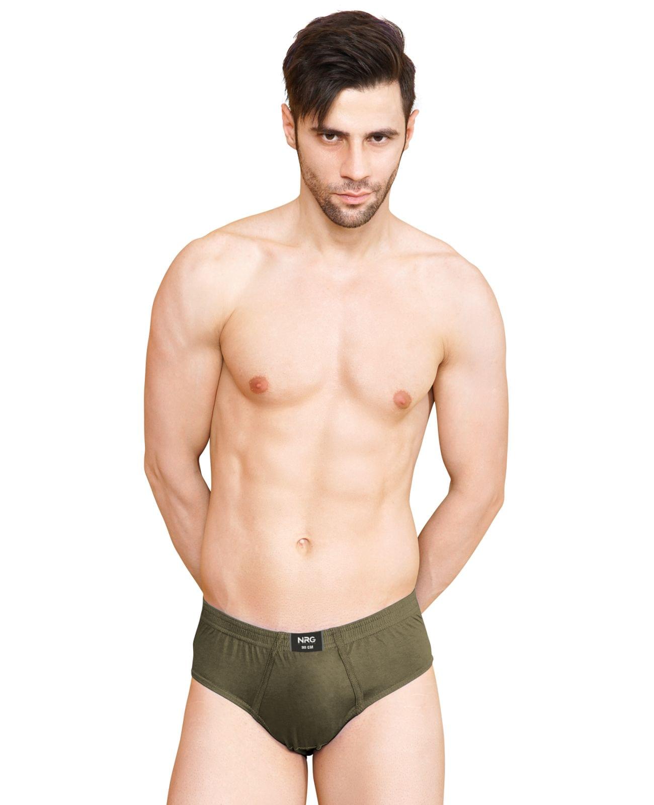 NRG Mens Cotton Assorted Colour Briefs  ( Pack of 1 Dark Green  ) G01