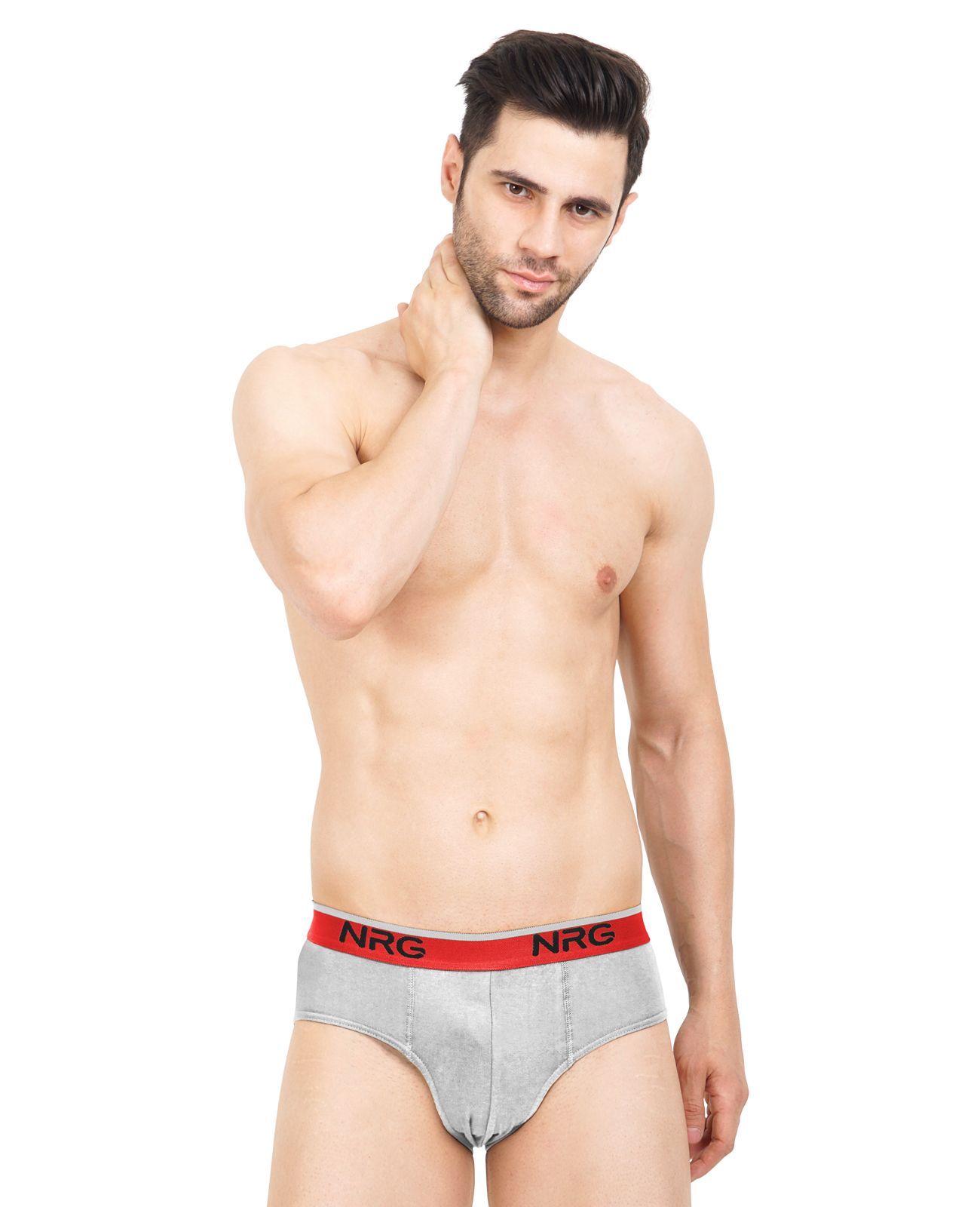 NRG Mens Cotton Assorted Colour Briefs  ( Pack of 1 Grey Melange  ) G03