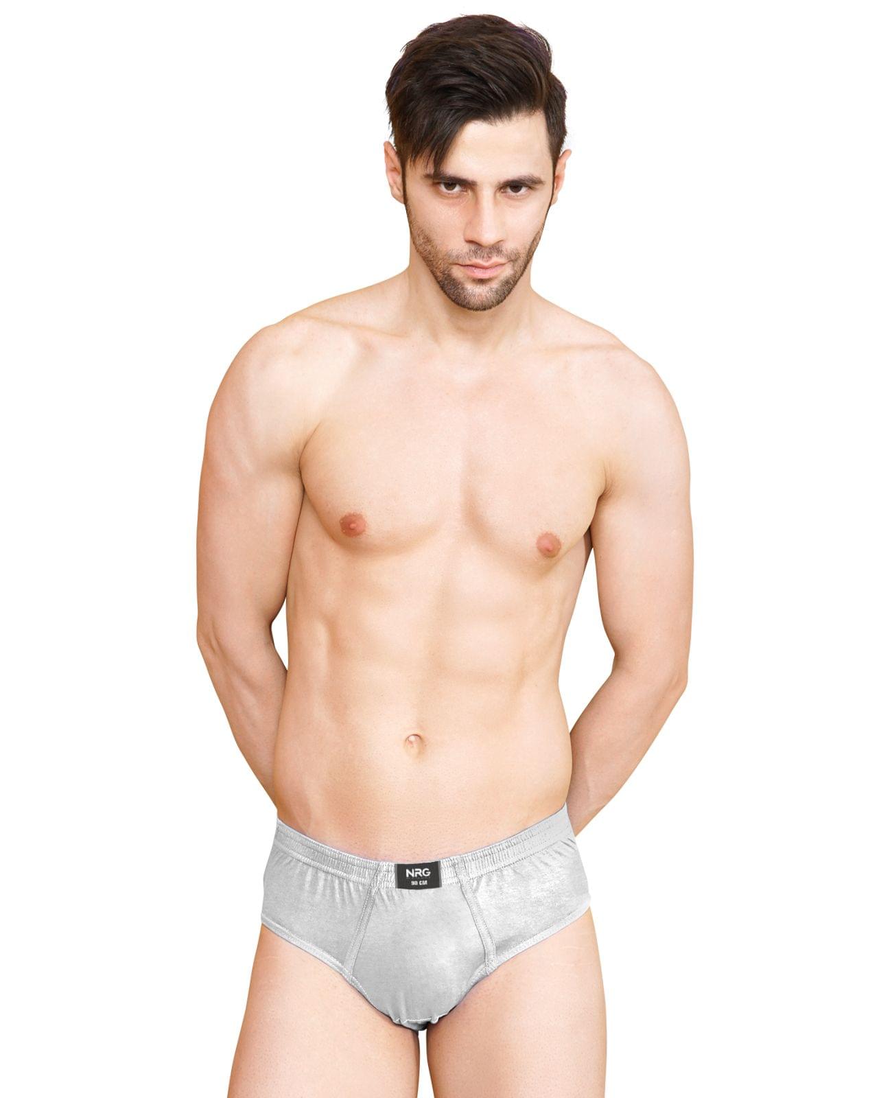 NRG Mens Cotton Assorted Colour Briefs  ( Pack of 1 Grey Melange  ) G01