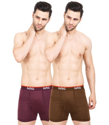 NRG Mens Cotton Assorted Colour Pocket Trunks ( Pack of 2 Marron - Light Brown ) G13