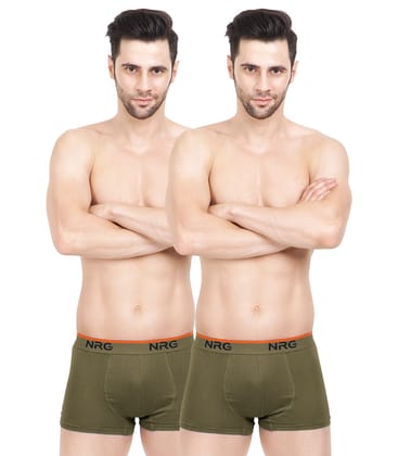 NRG Mens Cotton Assorted Colour Boxer Trunks ( Pack of 2 Light Green - Light Green ) G15