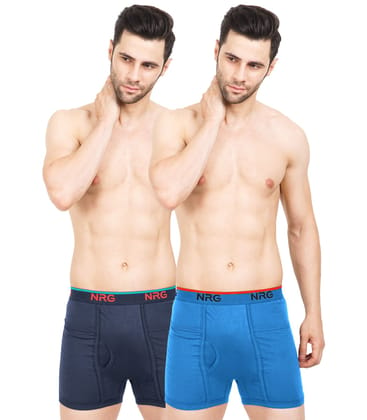 NRG Mens Cotton Assorted Colour Pocket Trunks ( Pack of 2 Navy blue - Light blue ) G13