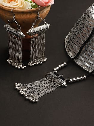 Cardinal Oxidized Silver Color Necklace Set