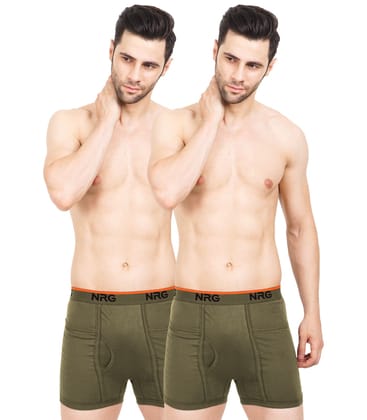 NRG Mens Cotton Assorted Colour Pocket Trunks ( Pack of 2 Light Green - Light  Green ) G13