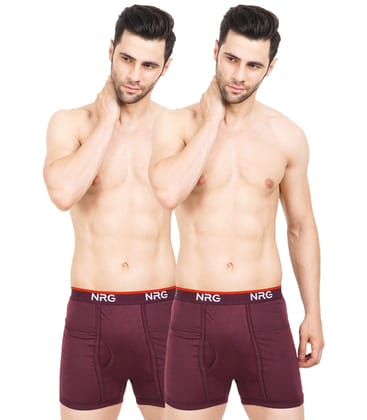 NRG Mens Cotton Assorted Colour Pocket Trunks ( Pack of 2 Maroon - Maroon ) G13
