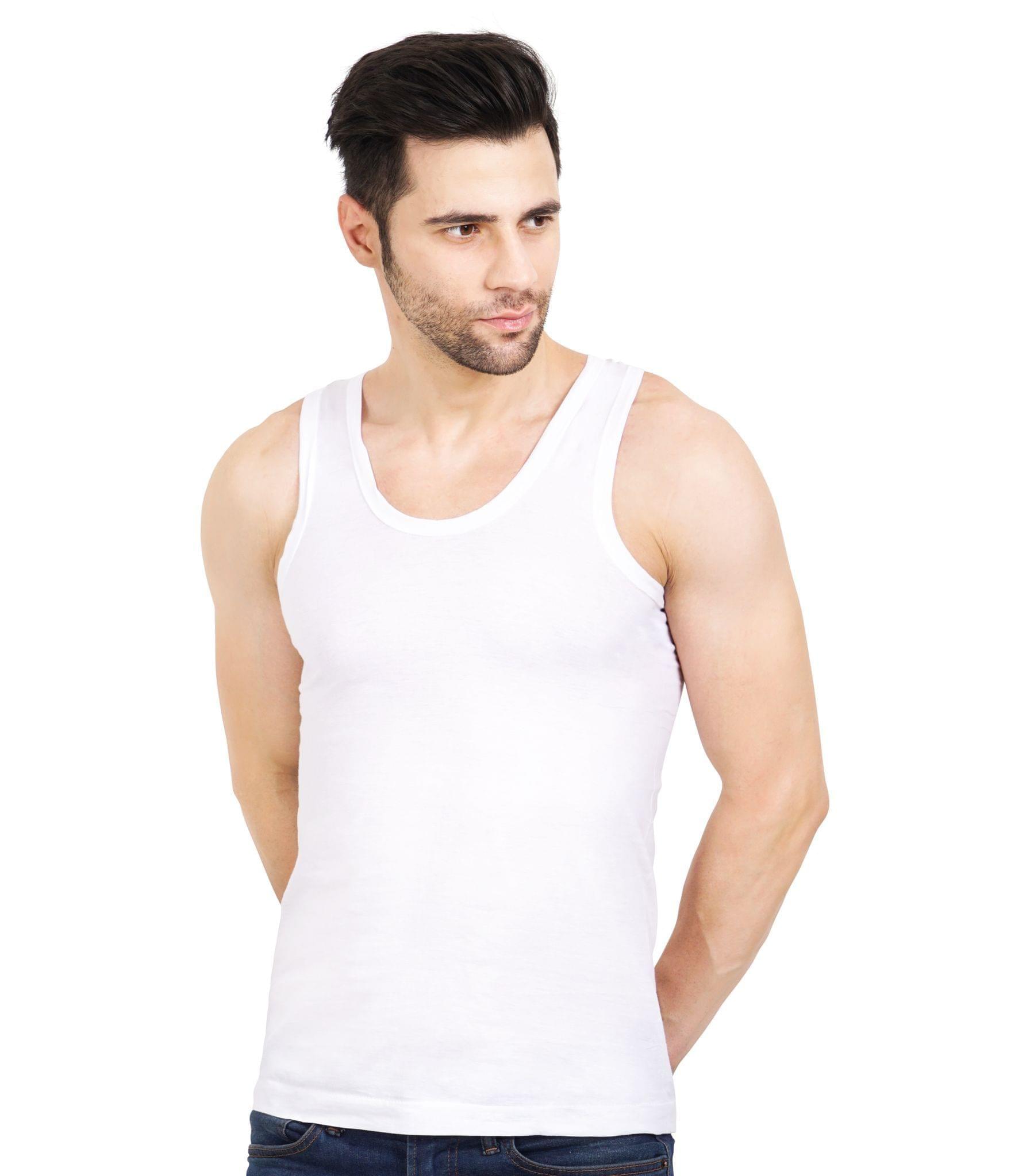 NRG Mens Sleeveless White Cotton Vest ( Pack of 1 RN Vest ) G21 SIZE : 100 CM - XXL