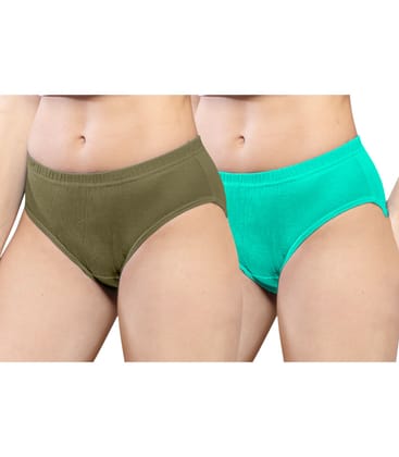 NRG Womens Cotton Assorted Colour Panties ( Pack of 2 Light Green - Mint Green ) L01 Hipster