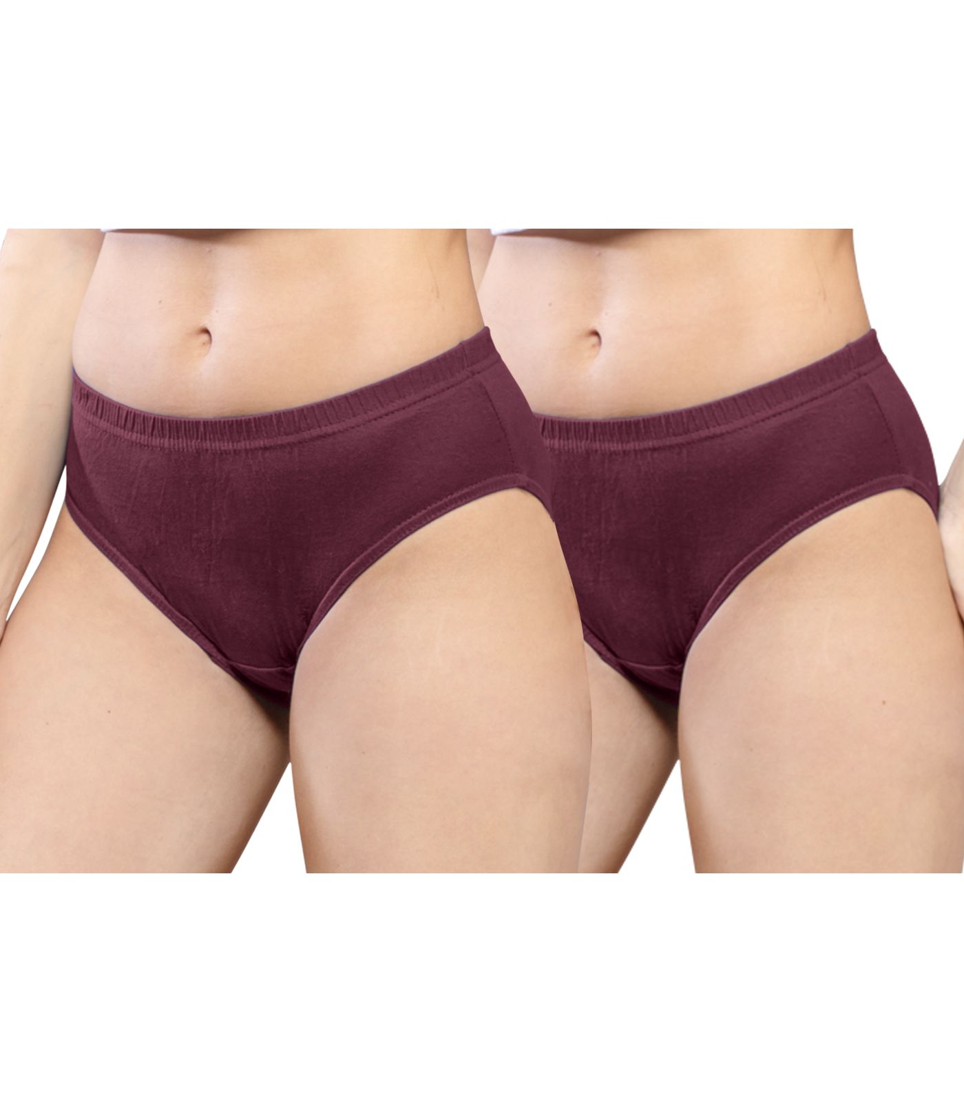 NRG Womens Cotton Assorted Colour Panties ( Pack of 2 Maroon - Maroon ) L01 Hipster