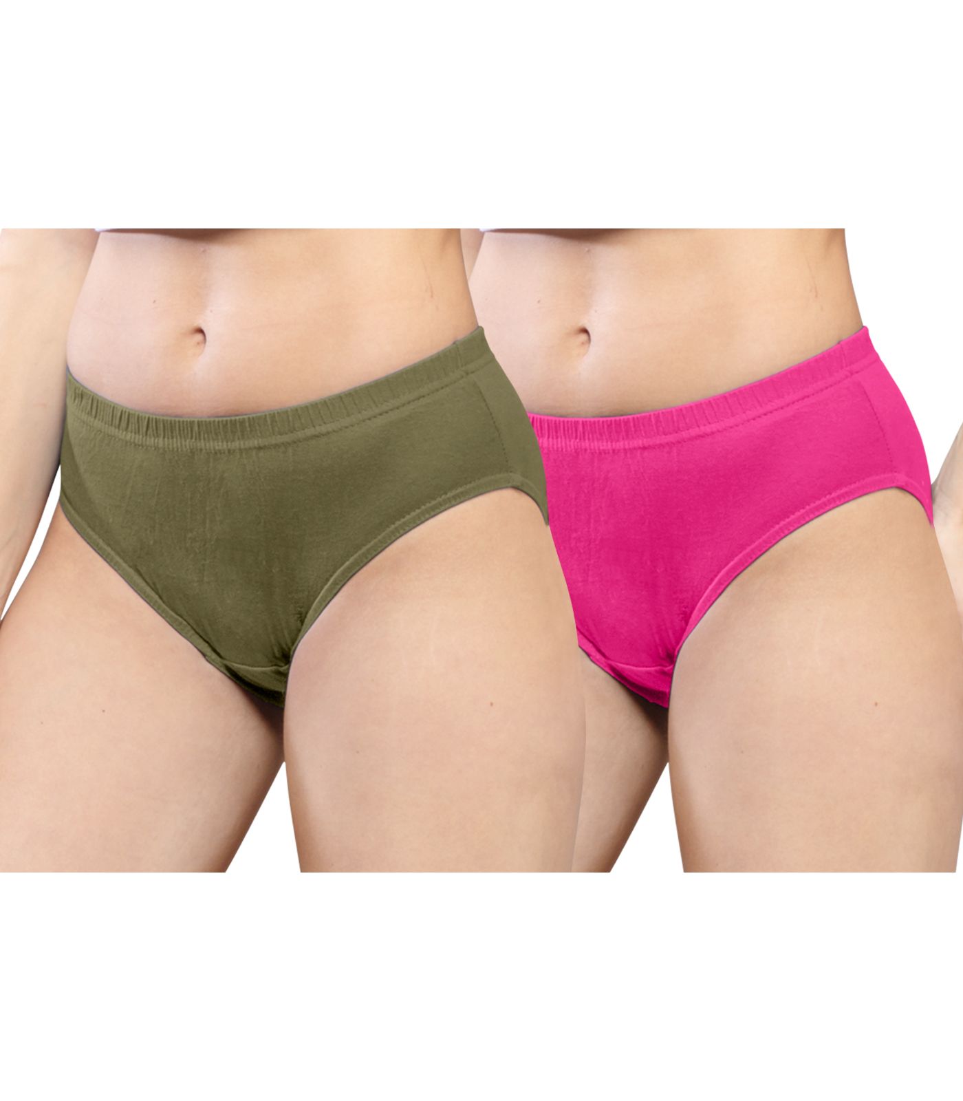 NRG Womens Cotton Assorted Colour Panties ( Pack of 2 Light Green - Pink ) L01 Hipster