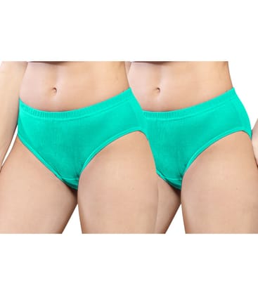 NRG Womens Cotton Assorted Colour Panties ( Pack of 2 Mint Green - Mint Green ) L01 Hipster