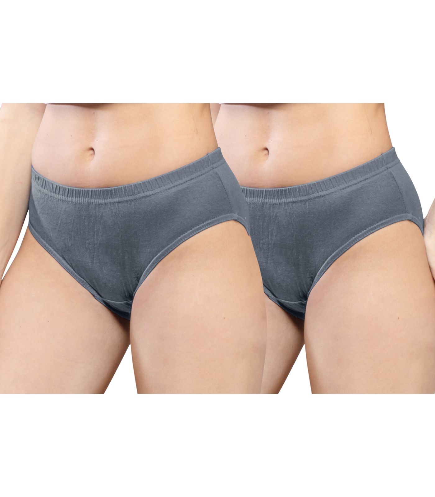 NRG Womens Cotton Assorted Colour Panties ( Pack of 2 Grey - Grey ) L01 Hipster