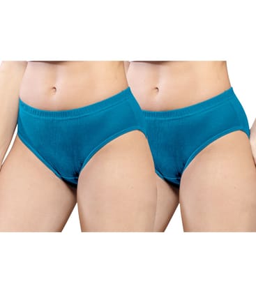 NRG Womens Cotton Assorted Colour Panties ( Pack of 2 Turquoise - Turquoise ) L01 Hipster