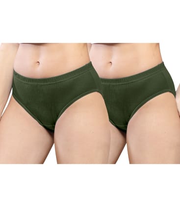 NRG Womens Cotton Assorted Colour Panties ( Pack of 2 Military Green - Military Green ) L01 Hipster