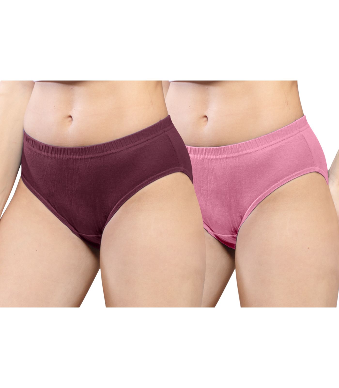 NRG Womens Cotton Assorted Colour Panties ( Pack of 2 Maroon - Pastol Pink ) L01 Hipster