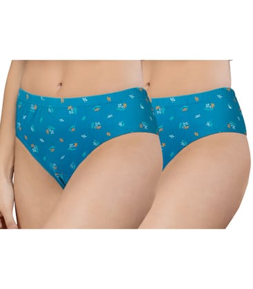 NRG Womens Cotton Assorted Colour Panties ( Pack of 2 Turquoise - Turquoise ) L02 Hipster