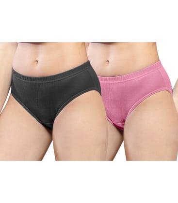 NRG Womens Cotton Assorted Colour Panties ( Pack of 2 Coffee Brown - Pastol Pink ) L01 Hipster