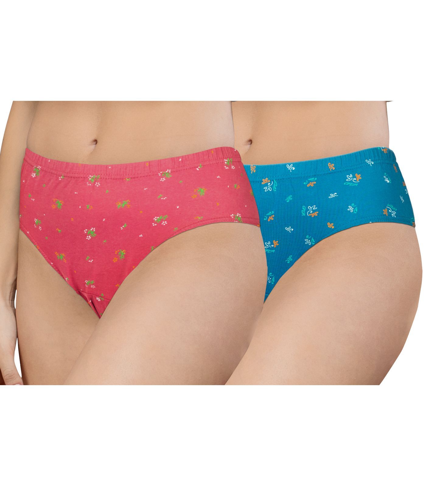 NRG Womens Cotton Assorted Colour Panties ( Pack of 2 Peach - Turquoise ) L02 Hipster