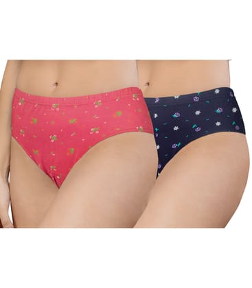 NRG Womens Cotton Assorted Colour Panties ( Pack of 2 Peach - Navy Blue ) L02 Hipster