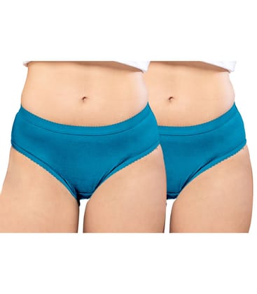 NRG Womens Cotton Assorted Colour Panties ( Pack of 2 Turquoise - Turquoise ) L04 Hipster