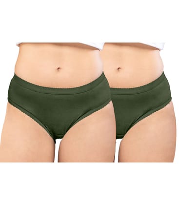 NRG Womens Cotton Assorted Colour Panties ( Pack of 2 Military Green - Military Green ) L04 Hipster