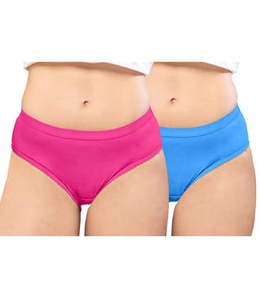 NRG Womens Cotton Assorted Colour Panties ( Pack of 2 Pink - Light Blue ) L04 Hipster