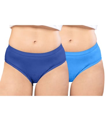 NRG Womens Cotton Assorted Colour Panties ( Pack of 2 Dark Blue - Light Blue ) L04 Hipster