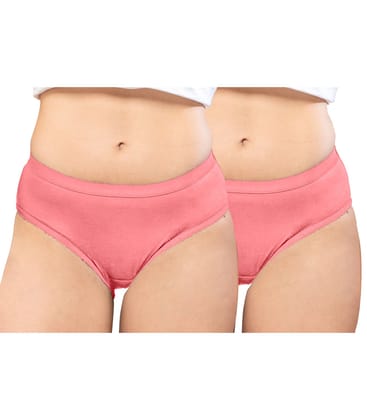 NRG Womens Cotton Assorted Colour Panties ( Pack of 2 Peach - Peach ) L04 Hipster